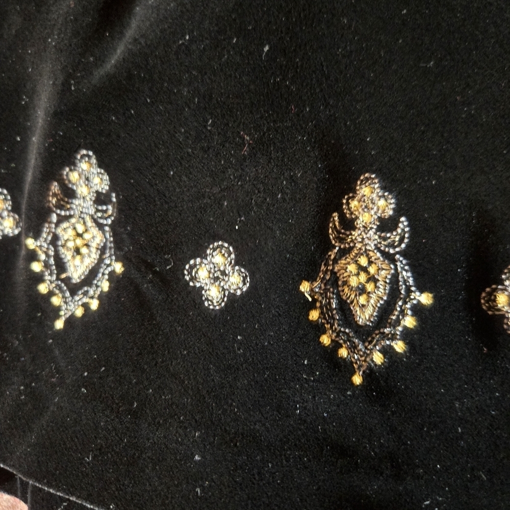 Trousers Etc Black Velvet Skirt With Embroidered Declas On Hem Size 4 - Picture 2 of 7
